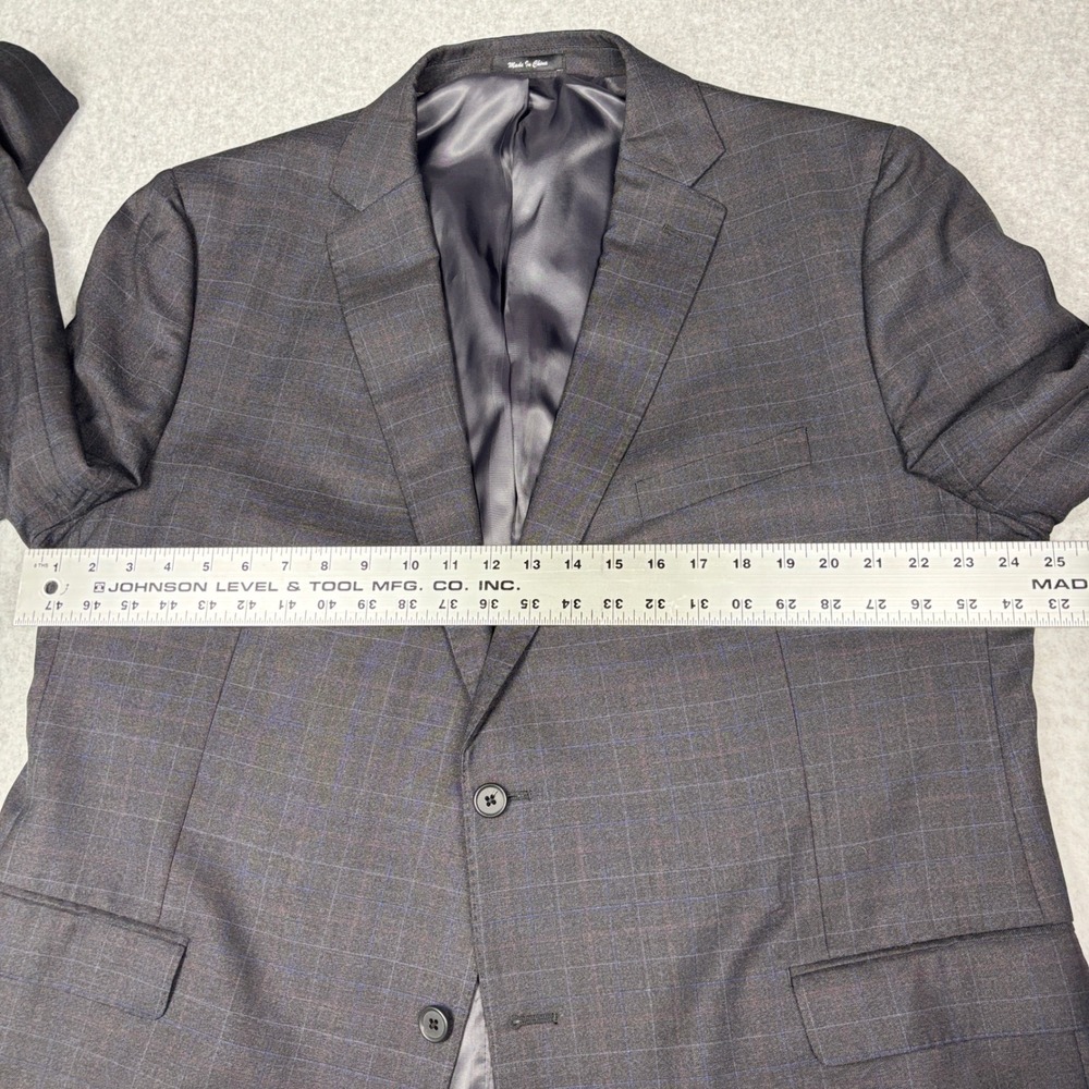 Paul Betenly Blazer 52R Windowpane Plaid Charcoal Wool Lanificio Filarte - Picture 9 of 15